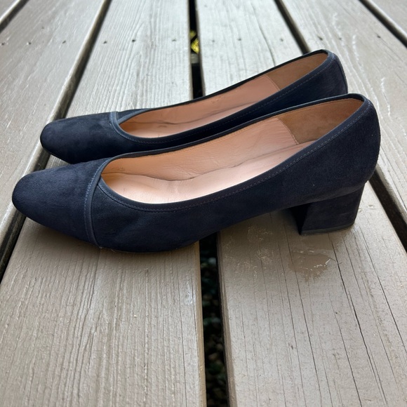 Brenda Zaro Kitten Heel Black Supple Leather Suede Low Pump | Size EU 38 US 7.5 - Picture 1 of 12